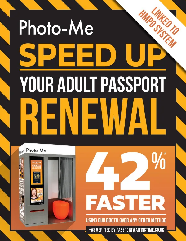 Photo-Me passport photo booth for UK passport applications